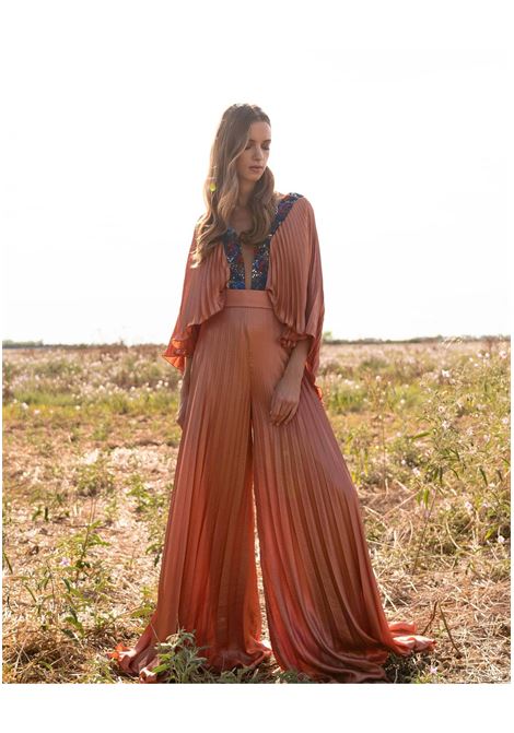 Tuta con maniche a 3/4 e dettagli preziosi MISCHALIS | Abiti | K6 5377BRONZO